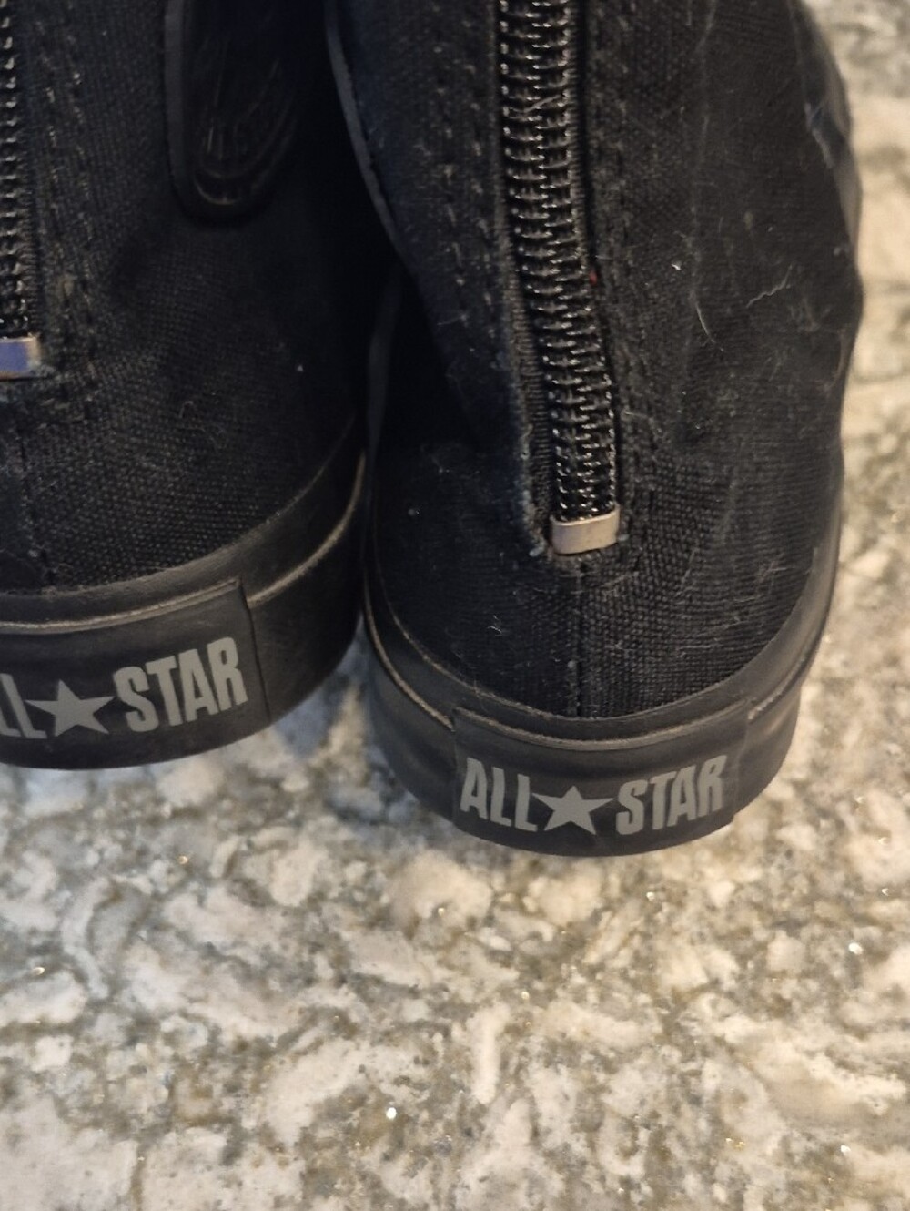 Converse All Stars Black Knee-High Lace-Up Canvas Boots with Pink Patch & Skull - Picture 4 of 13